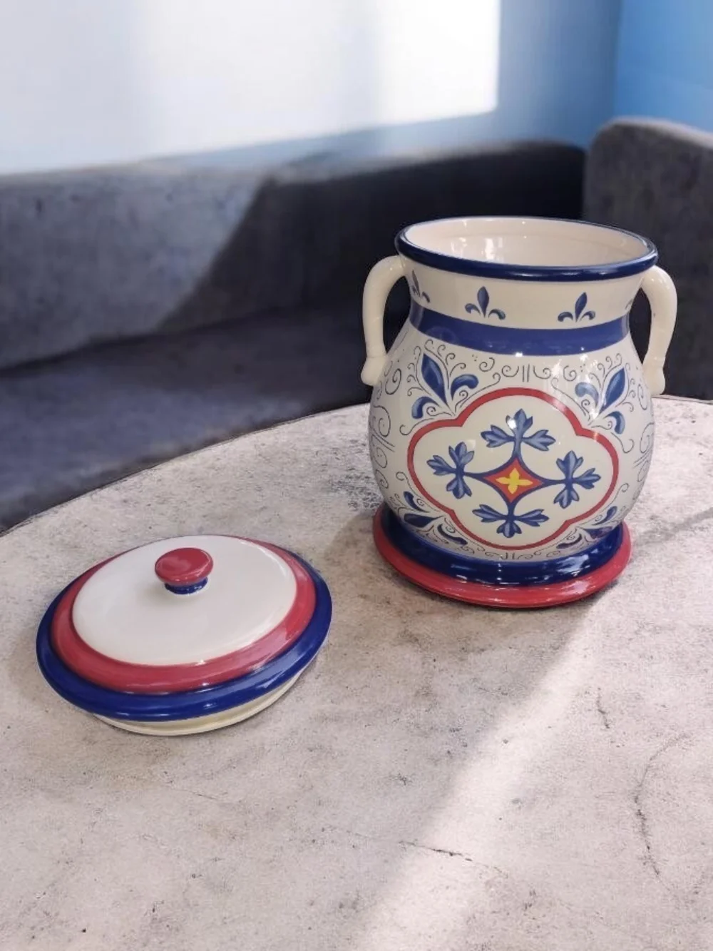 Vintage Nonni’s Biscotti Ceramic Cookie Jar - Hand-Painted Mediterranean Style